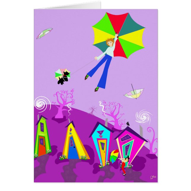 Carte originale d'art numérique, "dans le vent " (Devant)