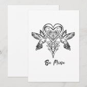 Carte originale de Saint Valentin colibri (Devant / Derrière)