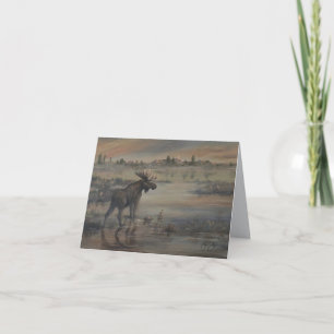 Carte Orignal Majestueux - Peint à la Main