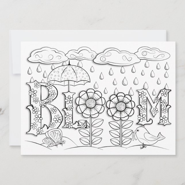 Carte OrnaMENTAL Fleurs de fleurs et de pluie Couleur de (Devant)