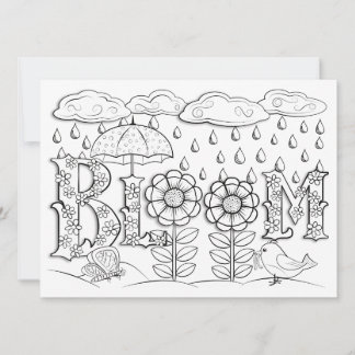 Carte OrnaMENTAL Fleurs de fleurs et de pluie Couleur de