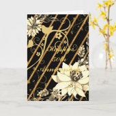 Carte Ornat noir et or personnalisé (Fleur jaune)