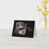 Carte Ornate Elegant Photo Enregistrer la date Purple Ro (Fleur jaune)