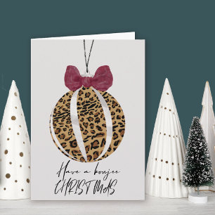 Carte Ornement d'arbre à impression léopard Boujee Noël