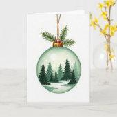 Carte Ornement de forêt de Noël (Fleur jaune)