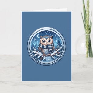 Carte Ornement de hibou mignon d'hiver