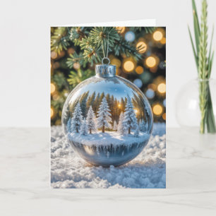 Carte Ornement de Noël en argent et en verre