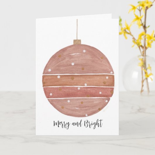 Carte Ornement de Noël en or rose (Fleur jaune)