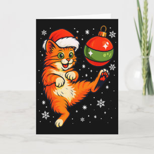 Carte Ornement de Noël humour chat orange drôle Soc pied