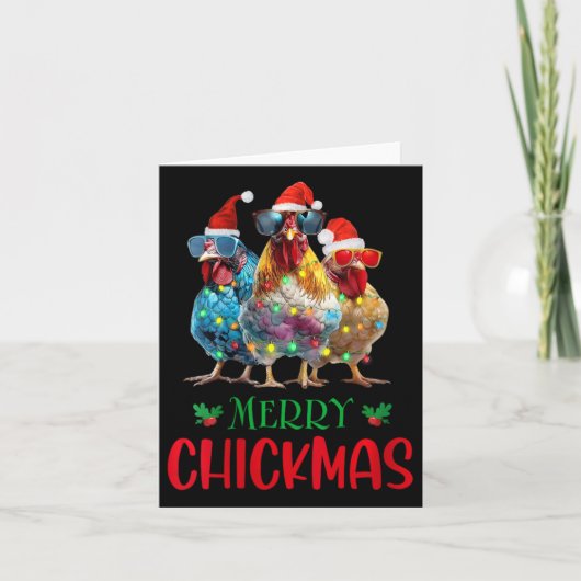 Carte Ornement de Noël lumineux Merry Chickmas pour femm (Devant)