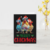 Carte Ornement de Noël lumineux Merry Chickmas pour femm (Fleur jaune)