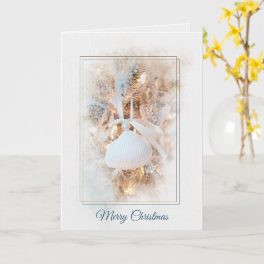 Carte Ornement de Noël Seashell (Fleur jaune)