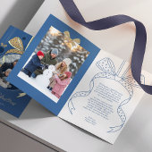 Carte Ornement de Noël unique Bow en ruban deux photos