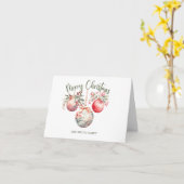 CARTE ORNEMENT DE NOËL VINTAGE ROSE (Fleur jaune)
