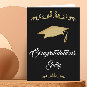 Carte Ornement Doré Élégant Félicitations Diplômé