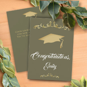 Carte Ornement Doré Élégant Félicitations Diplômé