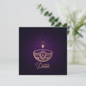 Carte Ornement en or violet et Rose Happy Diwali (Debout devant)