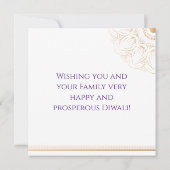 Carte Ornement en or violet et Rose Happy Diwali (Dos)