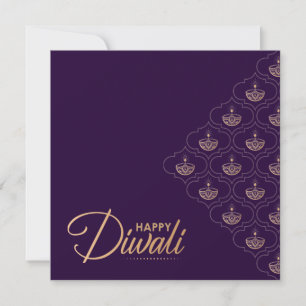 Carte Ornement en or violet et Rose Happy    DiwaliCard