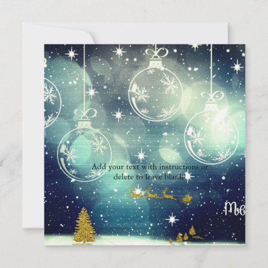 Carte Ornement, rennes d'or et Père Noël (Dos)