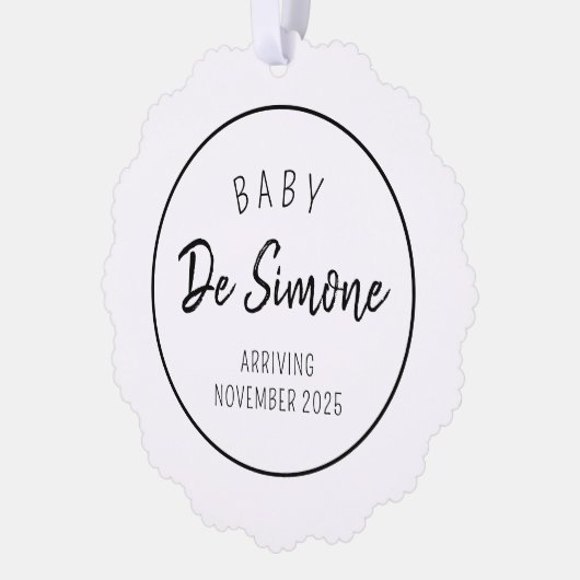 Carte Ornement Vert Faire-part de grossesse simple (Gauche)