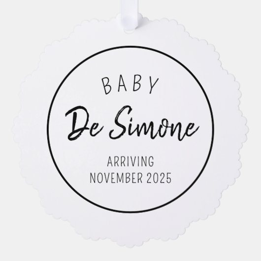 Carte Ornement Vert Faire-part de grossesse simple (Recto)