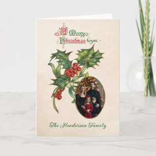 Carte Ornement vintage de gui Photo Noël