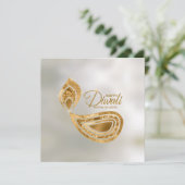 Carte Ornement violet et or Happy Diwali Card (Debout devant)