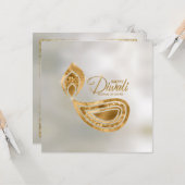 Carte Ornement violet et or Happy Diwali Card (Devant/Arrière en situation)