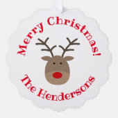 Carte ornementale de Noël Papier renne rouge (Recto)