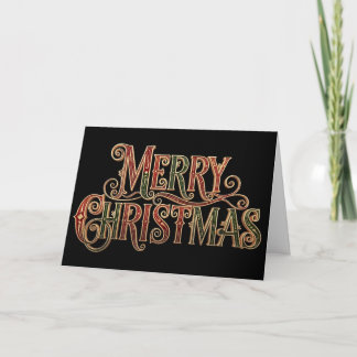 Carte Ornementé Noël Joyeux Calligraphie Vintage