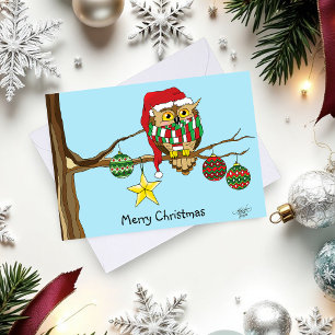 Carte Ornements d'arbre de la Chouette de Noël