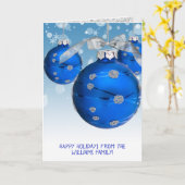 Carte ornements de Noël bleu et flocon de neige (Fleur jaune)