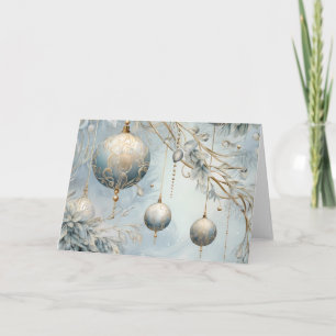 Carte Ornements de Noël Bleu et Or