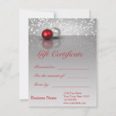 Carte Ornements de Noël chatoyants - Certificat cadeau (Dos)