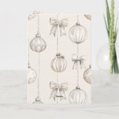 Carte Ornements de Noël Chic Bow Crème (Dos)