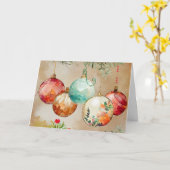 Carte Ornements de Noël festifs (Fleur jaune)