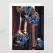 Carte Ornements de Noël réfléchissants en argent (Devant / Derrière)