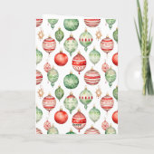 Carte Ornements de Noël Rouge Vert (Dos)