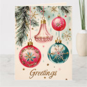 Carte Ornements de Noël vintages (Devant)