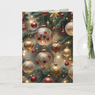 Carte Ornements de sapin de Noël élégants en champagne