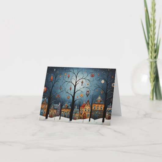 Carte Ornements d'hiver Skandinavian Folk Art Noël (Devant)