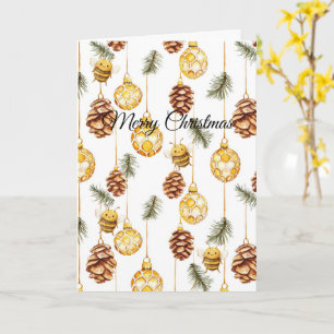 Carte Ornements en miel abeilles heureuses cônes de pin