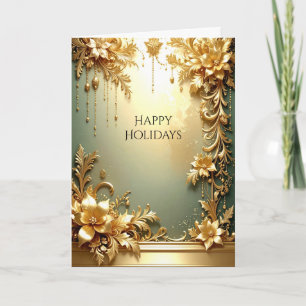 Carte Ornements Floraux Dorés de Fêtes