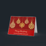 Carte Ornements Rouge or Brother Joyeux Noël<br><div class="desc">Joyeux Noël pour carte de frère en rouge moderne avec ornements de noël de parties scintillant d'or.</div>