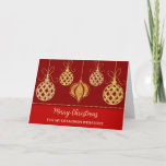 Carte Ornements Rouge or Grandson Joyeux Noël<br><div class="desc">Joyeux Noël pour la carte petit-fils en rouge moderne avec ornements de noël de parties scintillant d'or.</div>