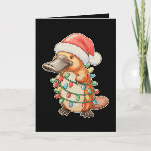 Carte Ornithorynque Chapeau de Père Noël Lumières de Noë