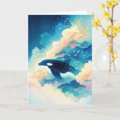 Carte Orque dansant dans les vagues (Fleur jaune)