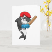 Carte Orque tueur au cricket avec batte de cricket (Fleur jaune)