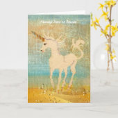 Carte Osez rêver heureux Anniversaire Unicorn (Fleur jaune)